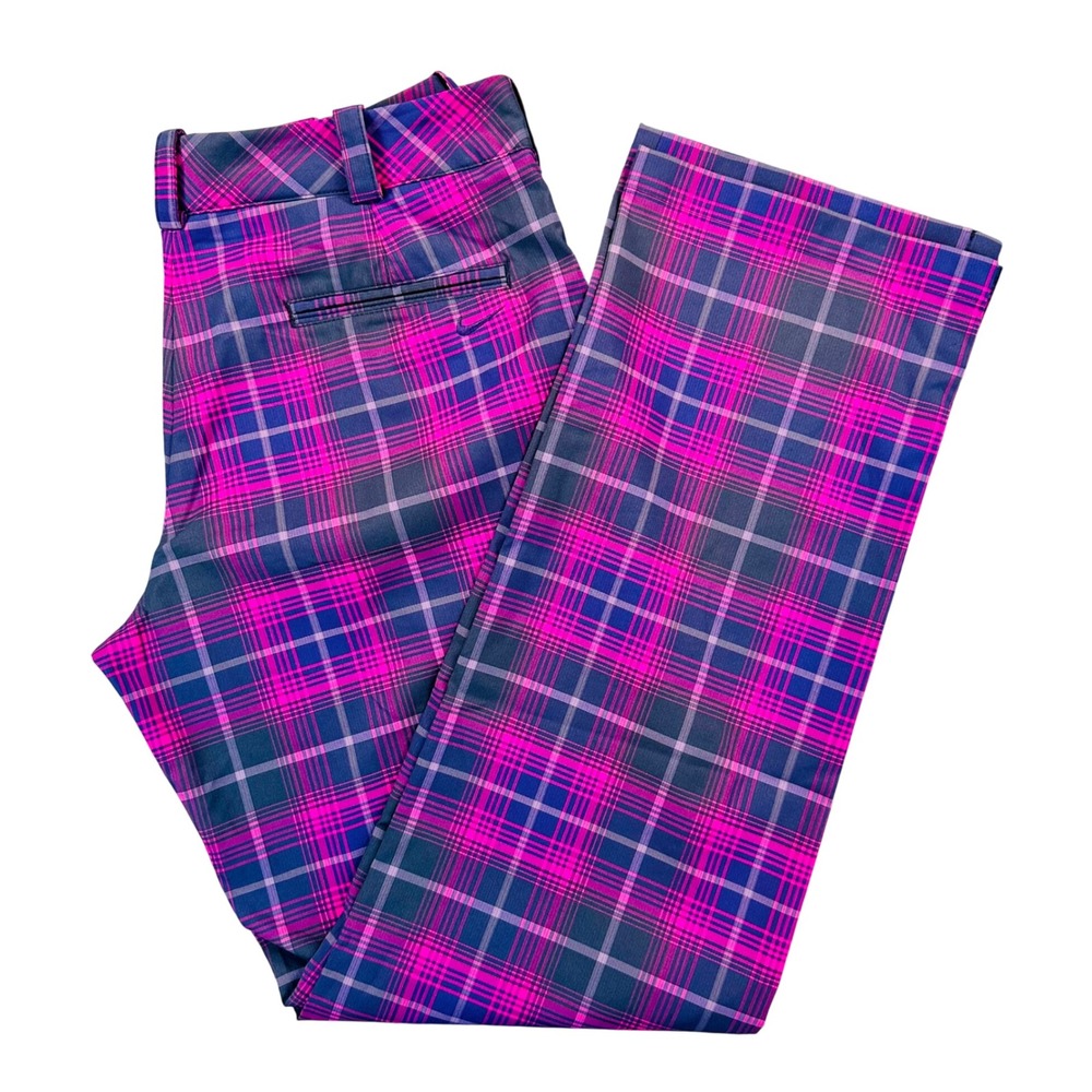 Nike Golf Tour Performance Women's 8 Pink Black Plaid Modern Rise Golf Pants